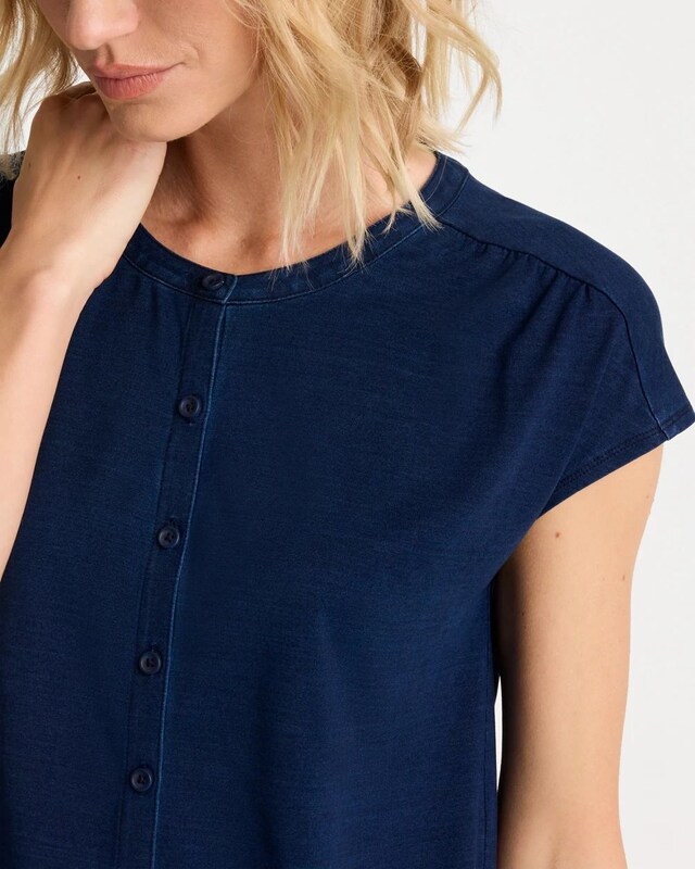 Refined Denim Button Tee - image 4